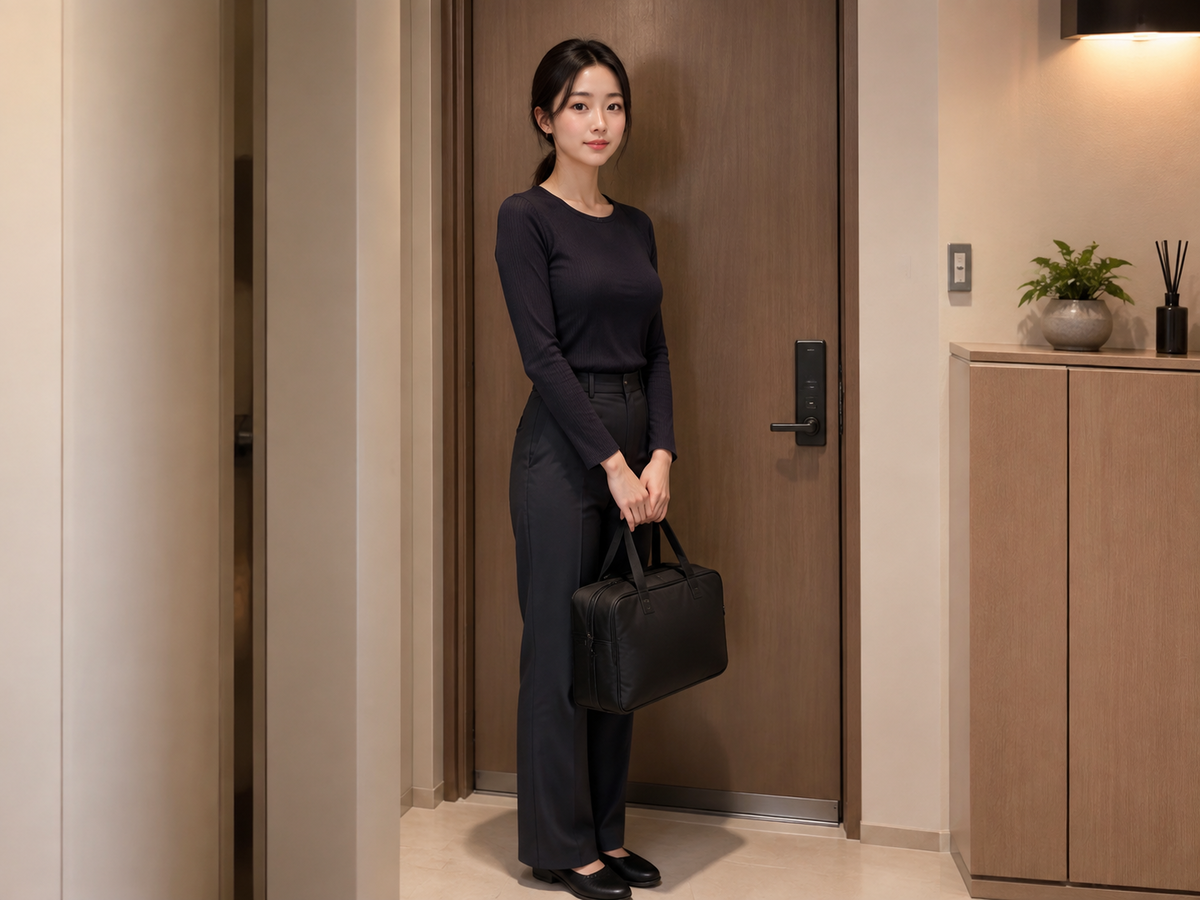 동두천 방문 홈케어 일정을 준비하는 젊은 성인 한국 여성 관리사